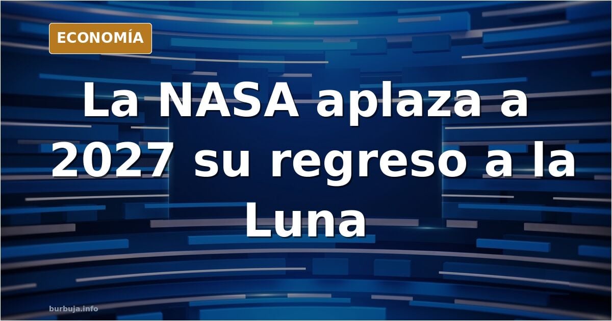 Ilustración editorial de un cohete espacial sobre fondo azul marino y dorado, símbolo del retraso de la misión lunar de la NA