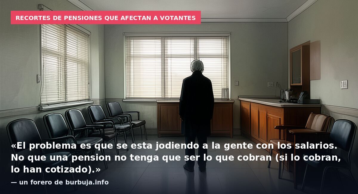 Recortes de pensiones que afectan a votantes: «El problema es que se esta jodiendo a la gente con los salarios. No que una pension no tenga que ser lo que cobran (si lo cobran, lo han cotizado).» — un forero de burbuja.info