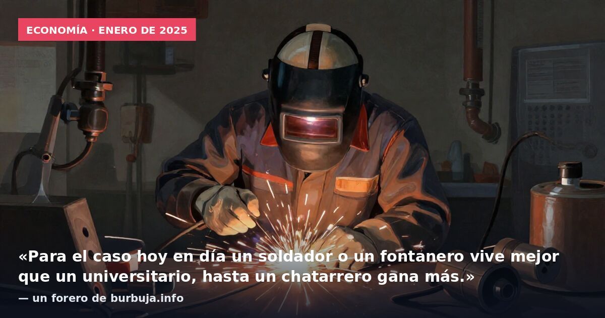 Economía · enero de 2025: «Para el caso hoy en día un soldador o un fontanero vive mejor que un universitario, hasta un chatarrero gana más.» — un forero de burbuja.info