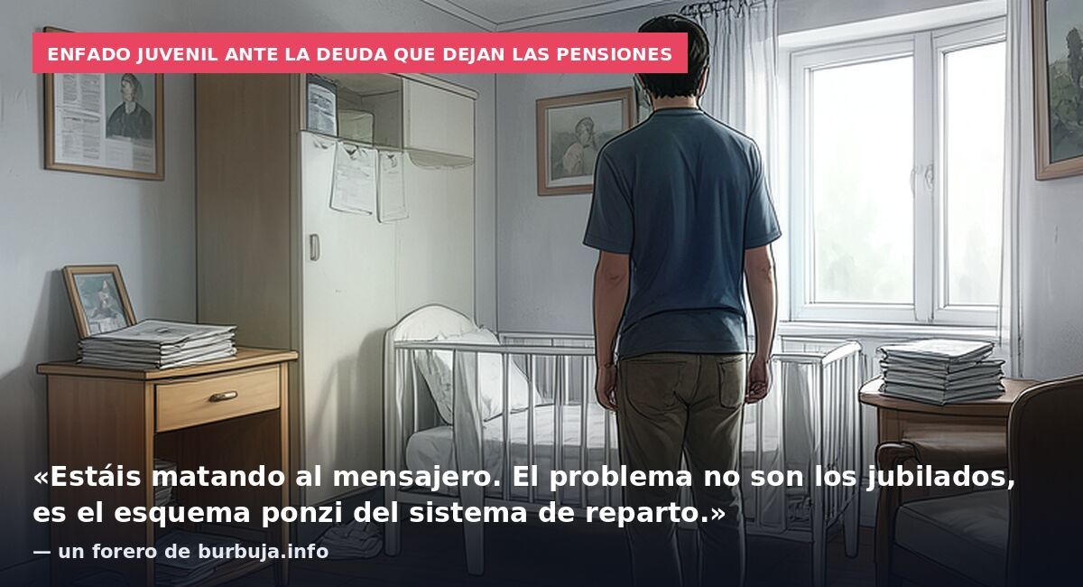 Enfado juvenil ante la deuda que dejan las pensiones: «Estáis matando al mensajero. El problema no son los jubilados, es el esquema ponzi del sistema de reparto.» — un forero de burbuja.info