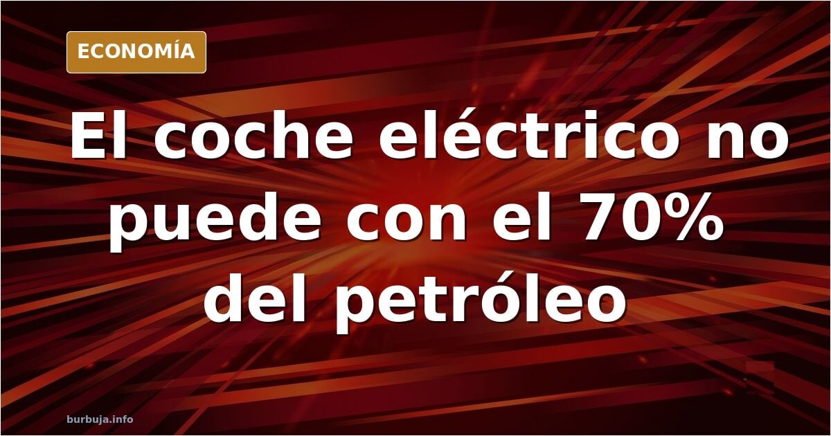 Ilustración editorial de un surtidor de gasolina junto a un coche eléctrico enchufado, con barriles de petróleo al fondo en t