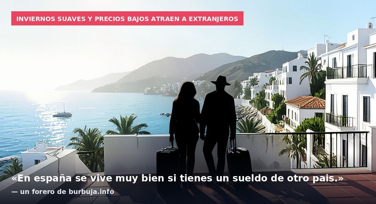 Inviernos suaves y precios bajos atraen a extranjeros: «En españa se vive muy bien si tienes un sueldo de otro pais.» — un forero de burbuja.info