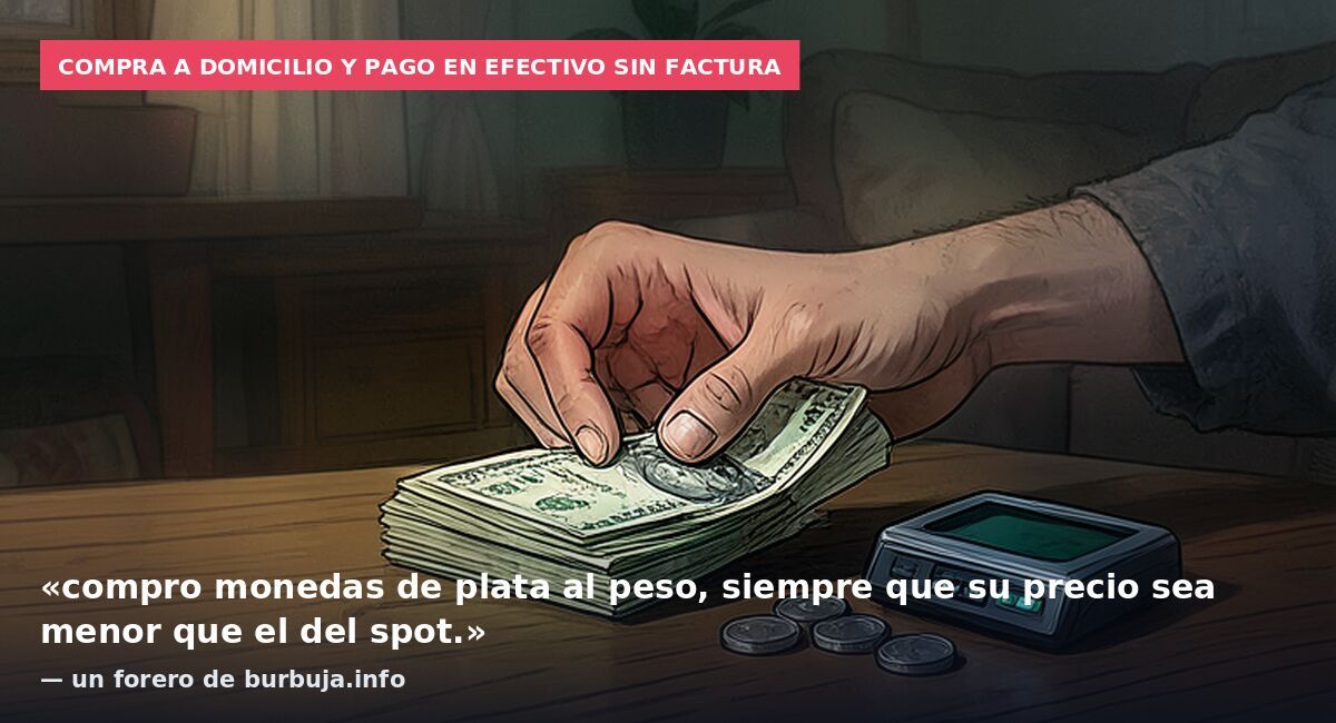 Compra a domicilio y pago en efectivo sin factura: «compro monedas de plata al peso, siempre que su precio sea menor que el del spot.» — un forero de burbuja.info
