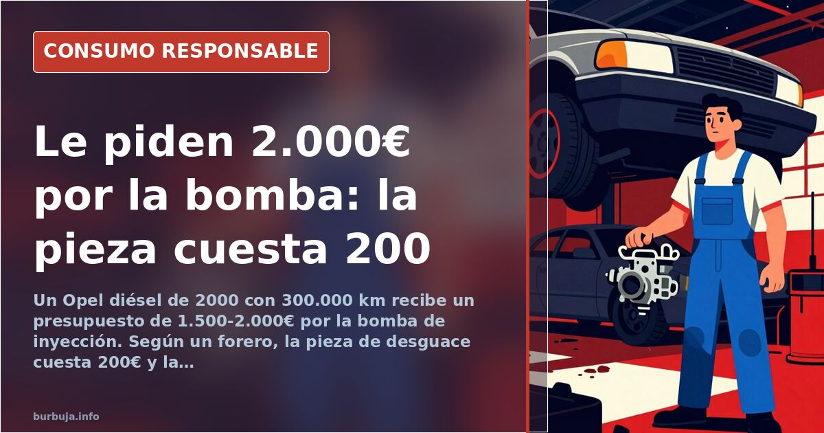 Bomba de inyección: 2.000€ en grúa frente a 400€ en taller