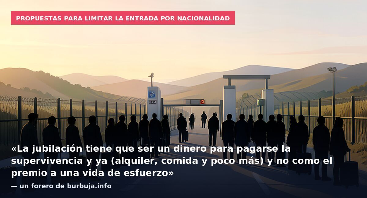 Propuestas para limitar la entrada por nacionalidad: «La jubilación tiene que ser un dinero para pagarse la supervivencia y ya (alquiler, comida y poco más) y no como el premio a una vida de esfuerzo» — un forero de burbuja.info