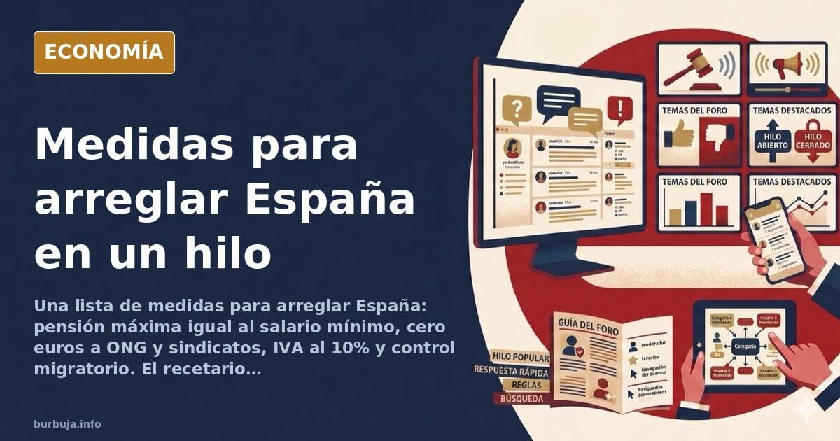 Ilustración editorial de una mesa de despacho con documentos de reforma económica y una balanza desequilibrada entre gasto pú