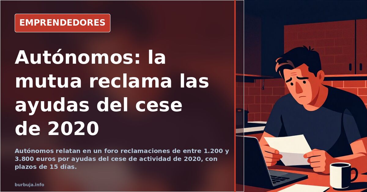 Autónomo revisando una carta de la mutua reclamando la devolución de la ayuda por cese de actividad de 2020