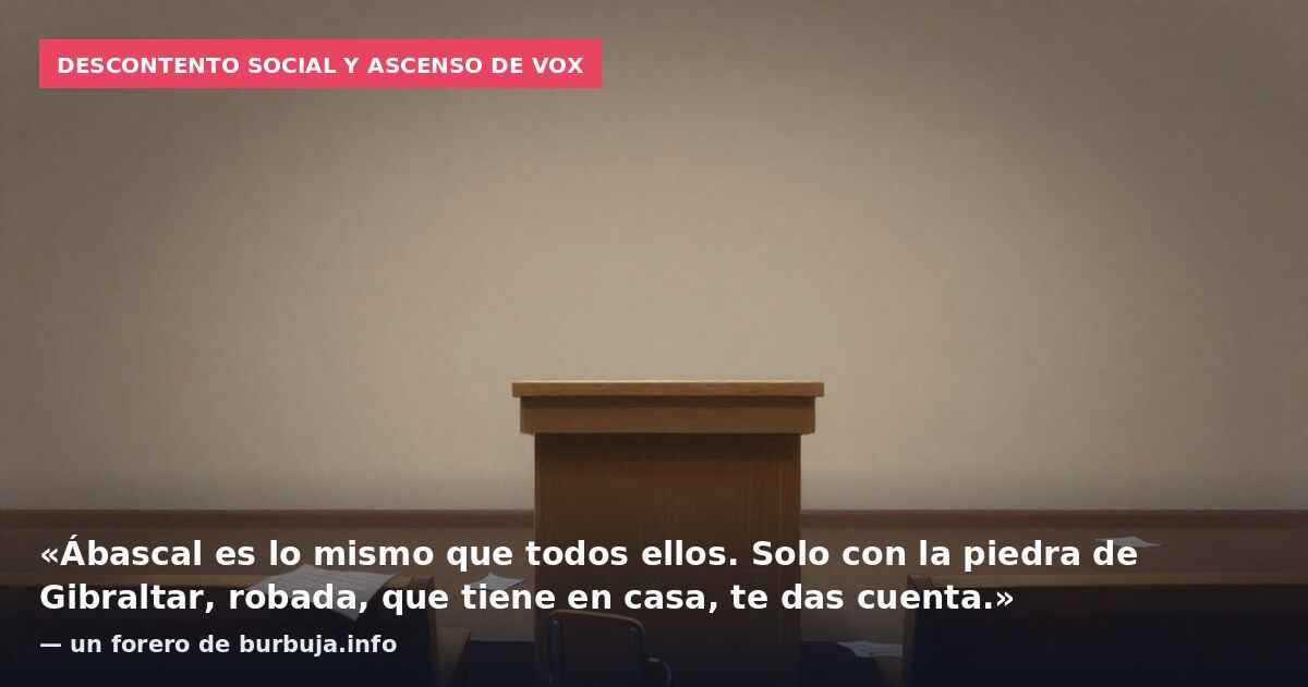 Descontento social y ascenso de Vox: «Ábascal es lo mismo que todos ellos. Solo con la piedra de Gibraltar, robada, que tiene en casa, te das cuenta.» — un forero de burbuja.info