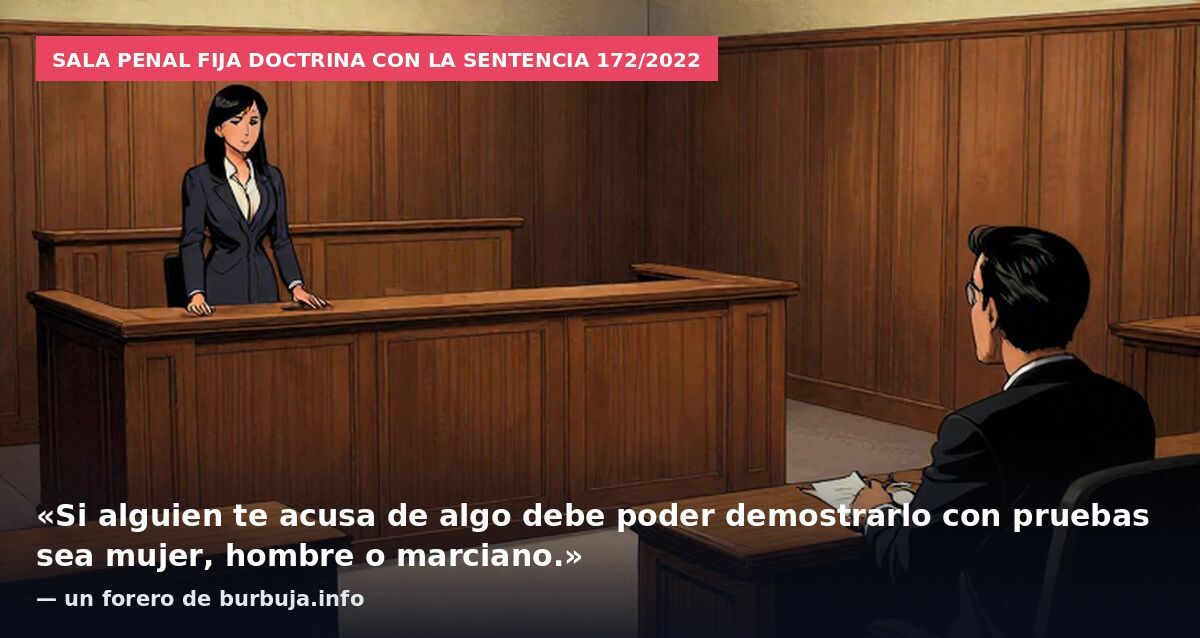 Sala Penal fija doctrina con la sentencia 172/2022: «Si alguien te acusa de algo debe poder demostrarlo con pruebas sea mujer, hombre o marciano.» — un forero de burbuja.info