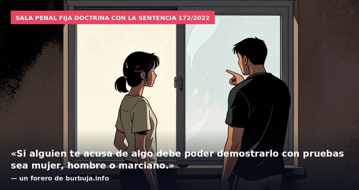 Sala Penal fija doctrina con la sentencia 172/2022: «Si alguien te acusa de algo debe poder demostrarlo con pruebas sea mujer, hombre o marciano.» — un forero de burbuja.info