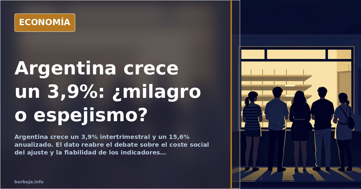 Gráfico de crecimiento económico de Argentina con flecha ascendente y silueta de edificios gubernamentales