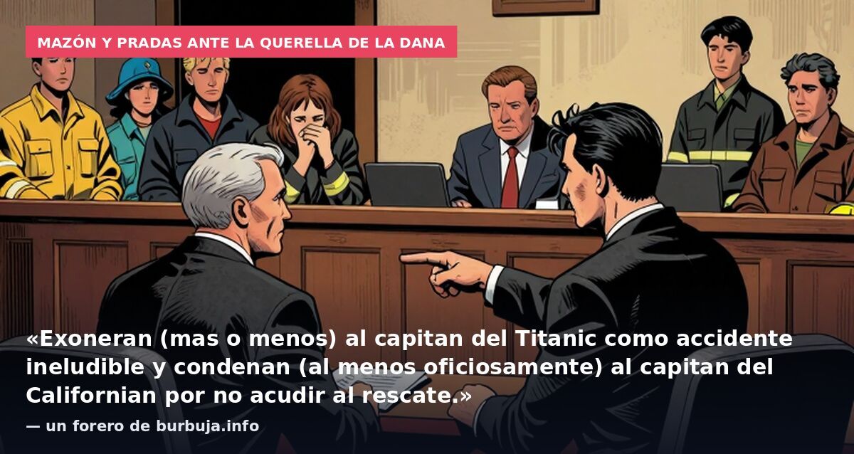 Mazón y Pradas ante la querella de la dana: «Exoneran (mas o menos) al capitan del Titanic como accidente ineludible y condenan (al menos oficiosamente) al capitan del Californian por no acudir al rescate.» — un forero de burbuja.info