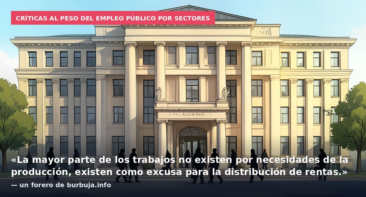 Críticas al peso del empleo público por sectores: «La mayor parte de los trabajos no existen por necesidades de la producción, existen como excusa para la distribución de rentas.» — un forero de burbuja.info