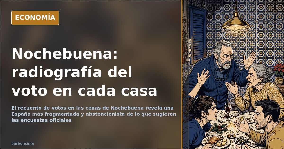 Mesa de Nochebuena con platos y copas, símbolo del reparto de voto por partidos en las cenas familiares españolas