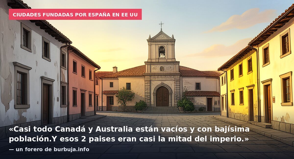 Ciudades fundadas por España en EE UU: «Casi todo Canadá y Australia están vacíos y con bajísima población.Y esos 2 paises eran casi la mitad del imperio.» — un forero de burbuja.info