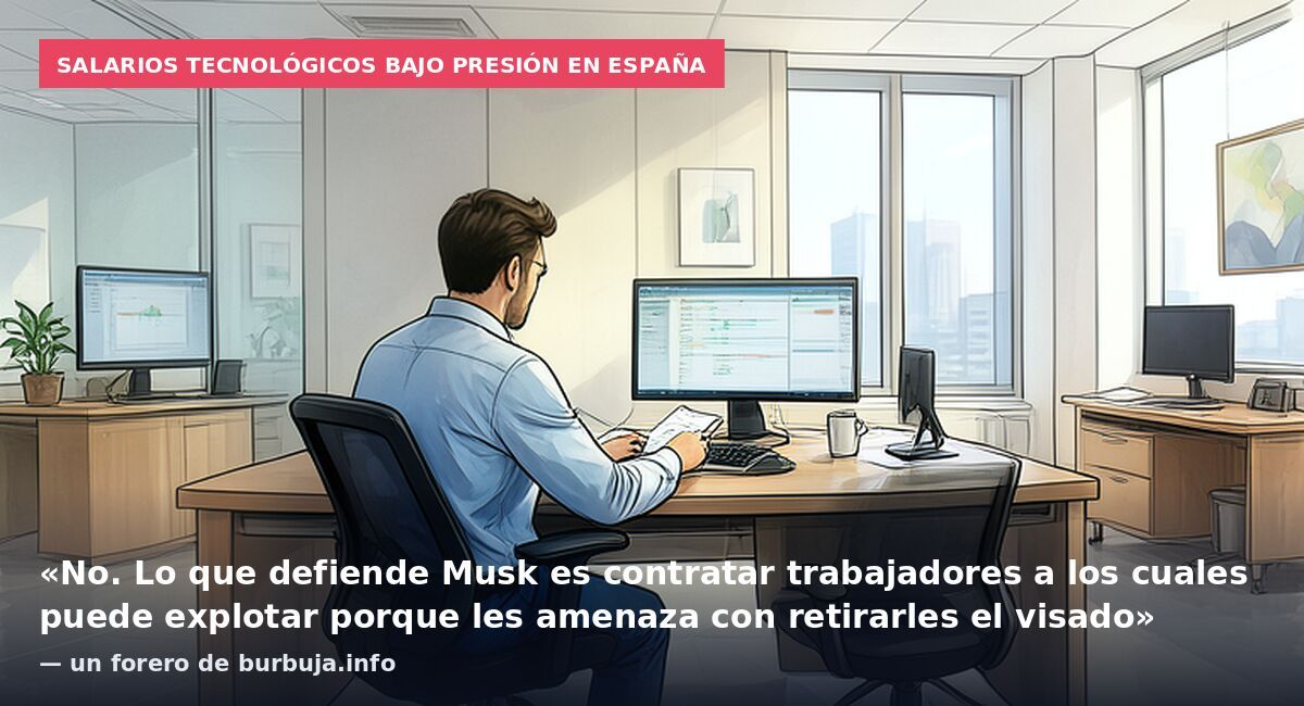 Salarios tecnológicos bajo presión en España: «No. Lo que defiende Musk es contratar trabajadores a los cuales puede explotar porque les amenaza con retirarles el visado» — un forero de burbuja.info