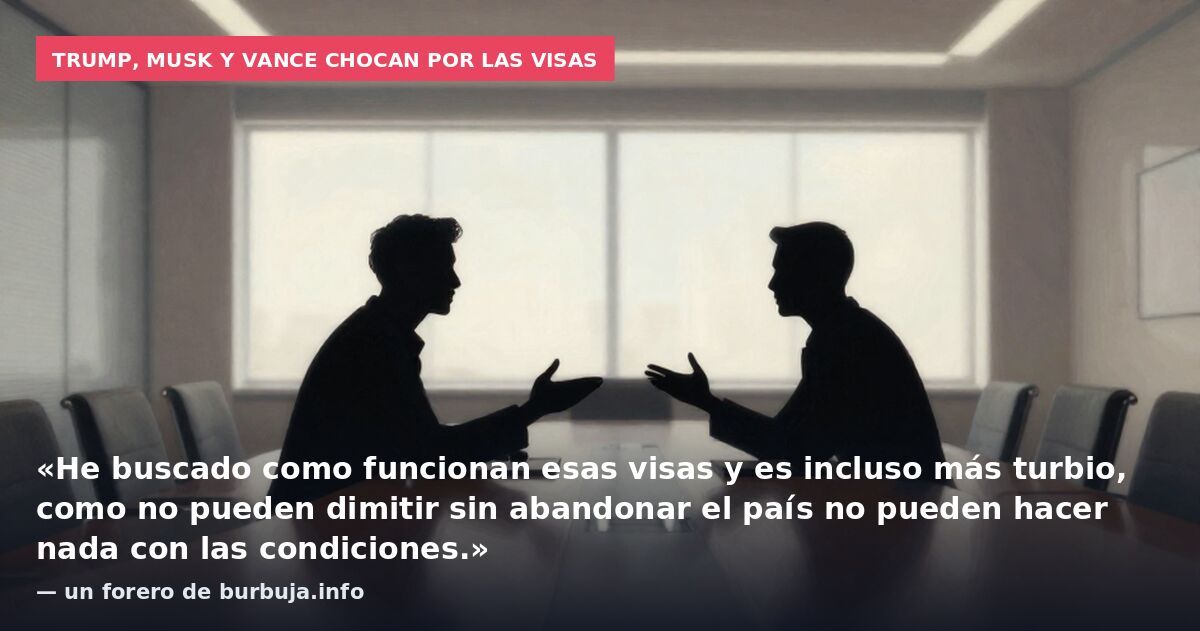 Trump, Musk y Vance chocan por las visas: «He buscado como funcionan esas visas y es incluso más turbio, como no pueden dimitir sin abandonar el país no pueden hacer nada con las condiciones.» — un forero de burbuja.info