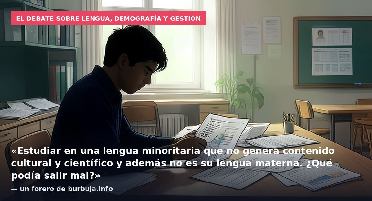El debate sobre lengua, demografía y gestión: «Estudiar en una lengua minoritaria que no genera contenido cultural y científico y además no es su lengua materna. ¿Qué podía salir mal?» — un forero de burbuja.info