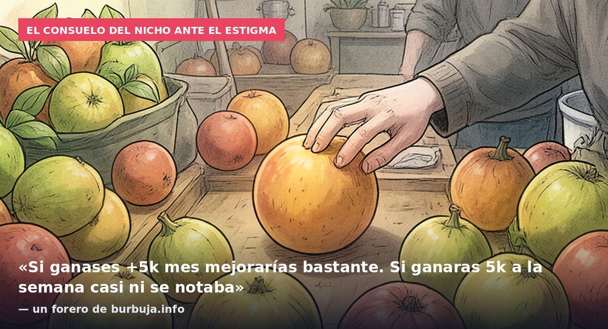 El consuelo del nicho ante el estigma: «Si ganases +5k mes mejorarías bastante. Si ganaras 5k a la semana casi ni se notaba» — un forero de burbuja.info