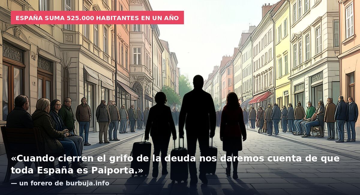 España suma 525.000 habitantes en un año: «Cuando cierren el grifo de la deuda nos daremos cuenta de que toda España es Paiporta.» — un forero de burbuja.info