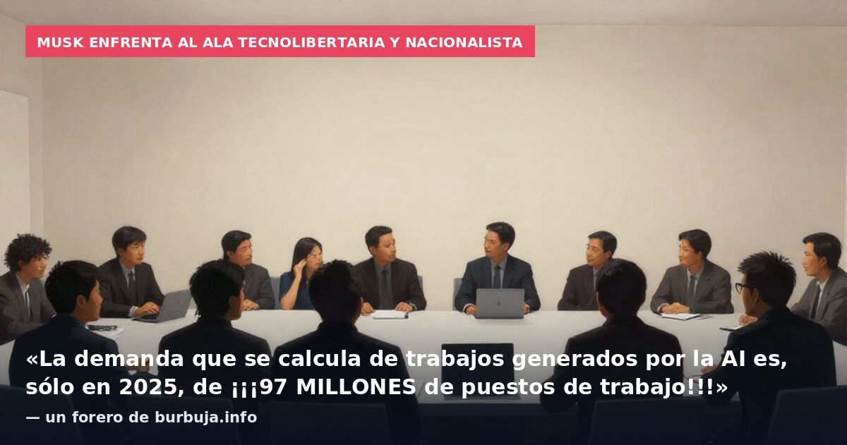 Musk enfrenta al ala tecnolibertaria y nacionalista: «La demanda que se calcula de trabajos generados por la AI es, sólo en 2025, de ¡¡¡97 MILLONES de puestos de trabajo!!!» — un forero de burbuja.info