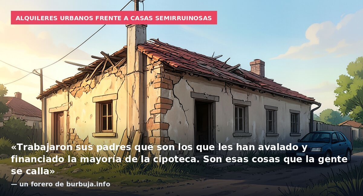 Alquileres urbanos frente a casas semirruinosas: «Trabajaron sus padres que son los que les han avalado y financiado la mayoría de la cipoteca. Son esas cosas que la gente se calla» — un forero de burbuja.info