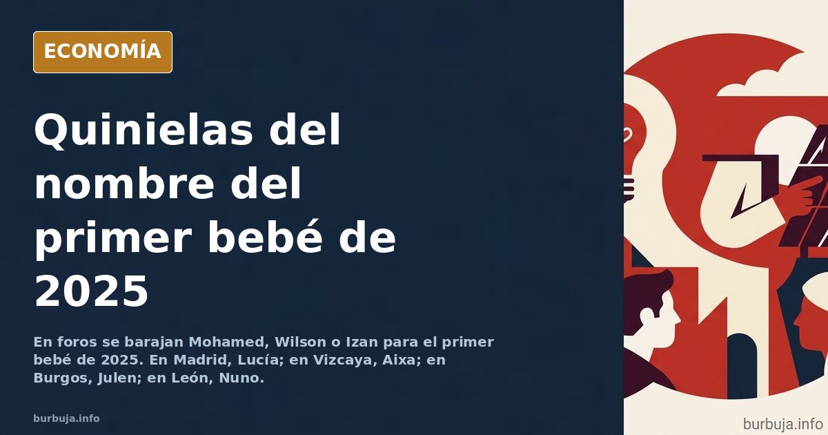 Ilustración editorial de una cuna vacía con una lista de nombres de bebé sobre fondo azul marino y dorado