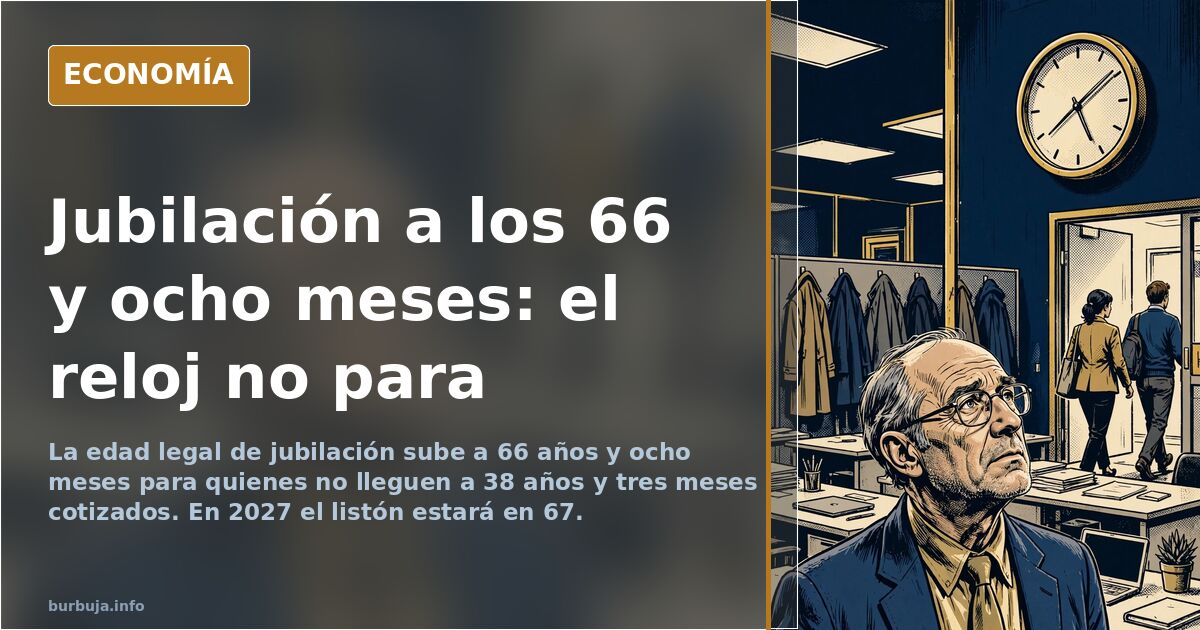 La jubilación sube a 66 años y ocho meses