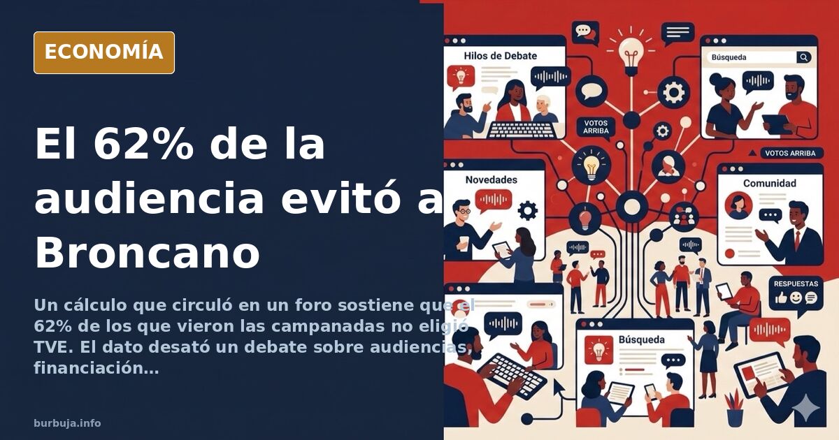 Ilustración editorial de un mando de televisión frente a una pantalla con gráfico de audiencias y una estampa religiosa super