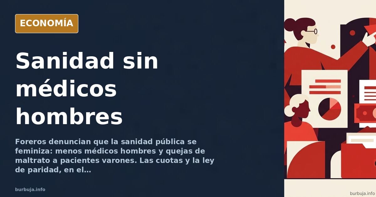 Ilustración editorial de una consulta médica con una doctora y un paciente hombre en actitud distante