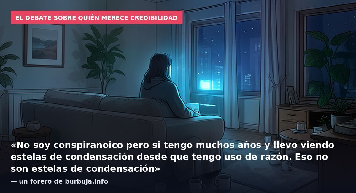 El debate sobre quién merece credibilidad: «No soy conspiranoico pero si tengo muchos años y llevo viendo estelas de condensación desde que tengo uso de razón. Eso no son estelas de condensación» — un forero de burbuja.info