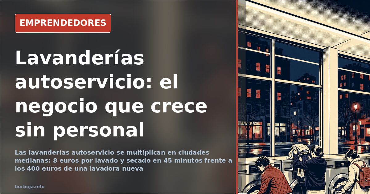 Interior de una lavandería autoservicio con varias lavadoras y secadoras industriales en funcionamiento