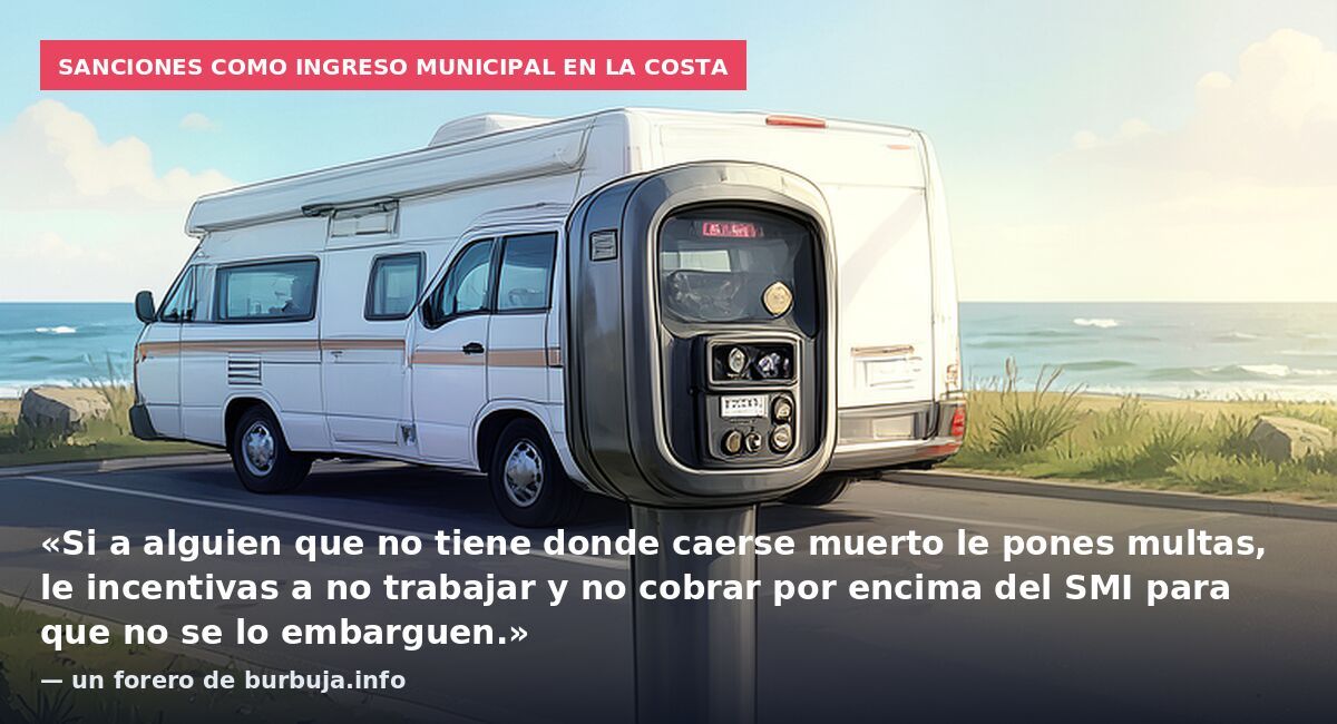 Sanciones como ingreso municipal en la costa: «Si a alguien que no tiene donde caerse muerto le pones multas, le incentivas a no trabajar y no cobrar por encima del SMI para que no se lo embarguen.» — un forero de burbuja.info