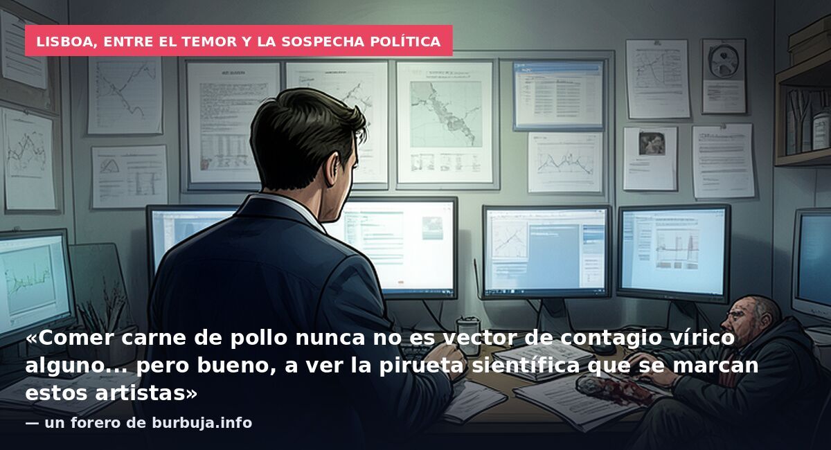 Lisboa, entre el temor y la sospecha política: «Comer carne de pollo nunca no es vector de contagio vírico alguno... pero bueno, a ver la pirueta sientífica que se marcan estos artistas» — un forero de burbuja.info