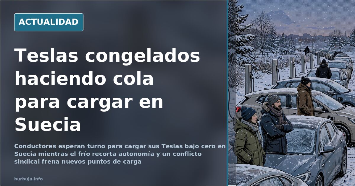 Colas de teslas bajo cero en Suecia: el invierno pone a prueba la red de carga