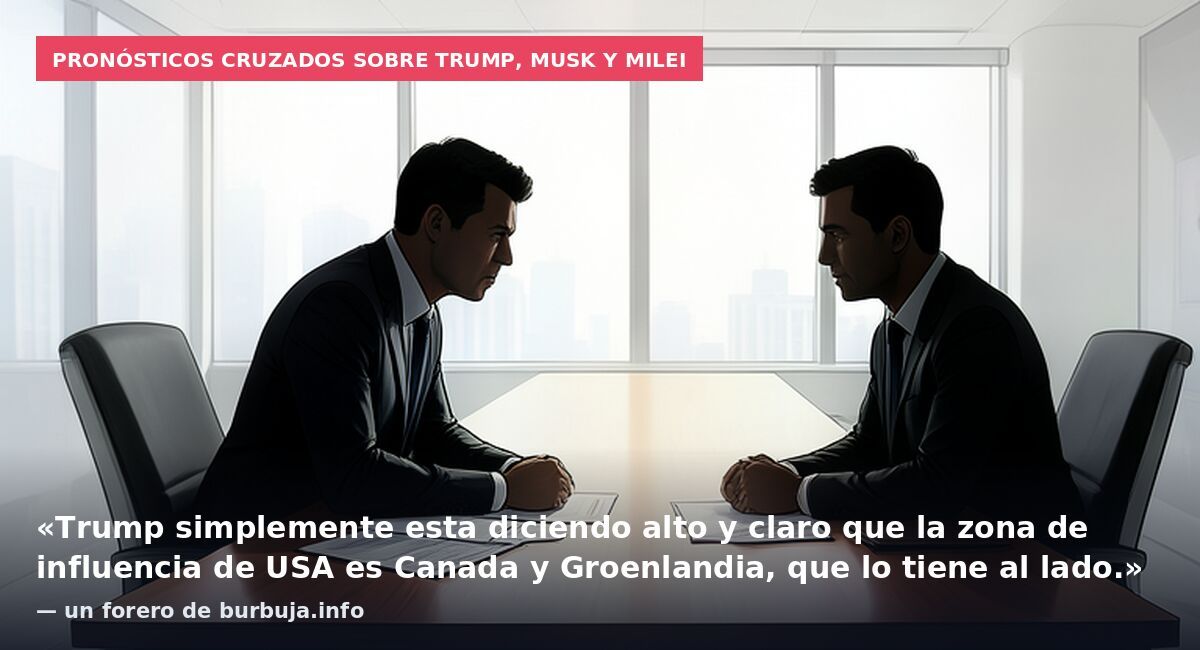 Pronósticos cruzados sobre Trump, Musk y Milei: «Trump simplemente esta diciendo alto y claro que la zona de influencia de USA es Canada y Groenlandia, que lo tiene al lado.» — un forero de burbuja.info