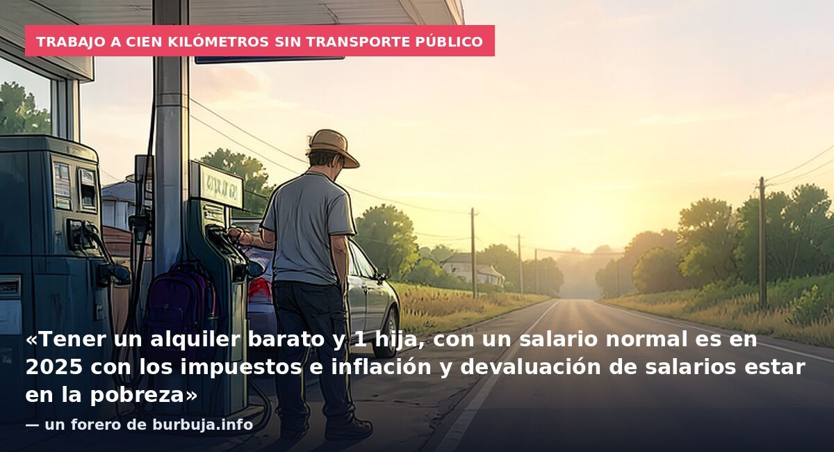 Trabajo a cien kilómetros sin transporte público: «Tener un alquiler barato y 1 hija, con un salario normal es en 2025 con los impuestos e inflación y devaluación de salarios estar en la pobreza» — un forero de burbuja.info