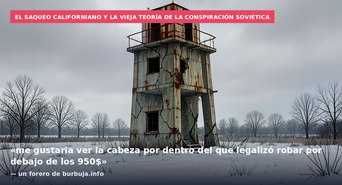 El saqueo californiano y la vieja teoría de la conspiración soviética: «me gustaria ver la cabeza por dentro del que legalizó robar por debajo de los 950$» — un forero de burbuja.info