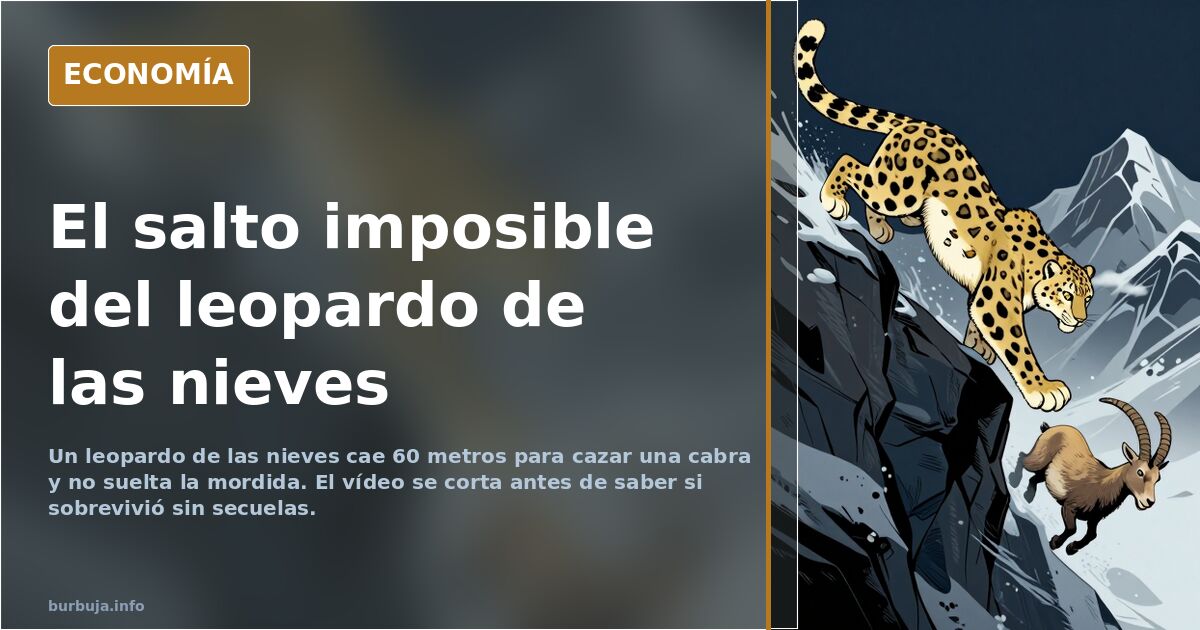 Leopardo de las nieves: 60 metros de caída para cazar