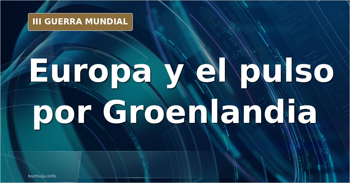 Mapa del Ártico con Groenlandia destacada y siluetas de buques militares en el horizonte