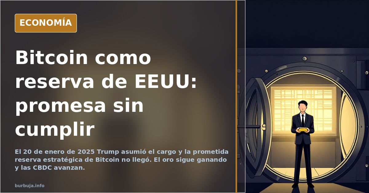 Ilustración editorial de una balanza con una moneda de Bitcoin a un lado y una moneda de oro al otro, sobre fondo azul marino