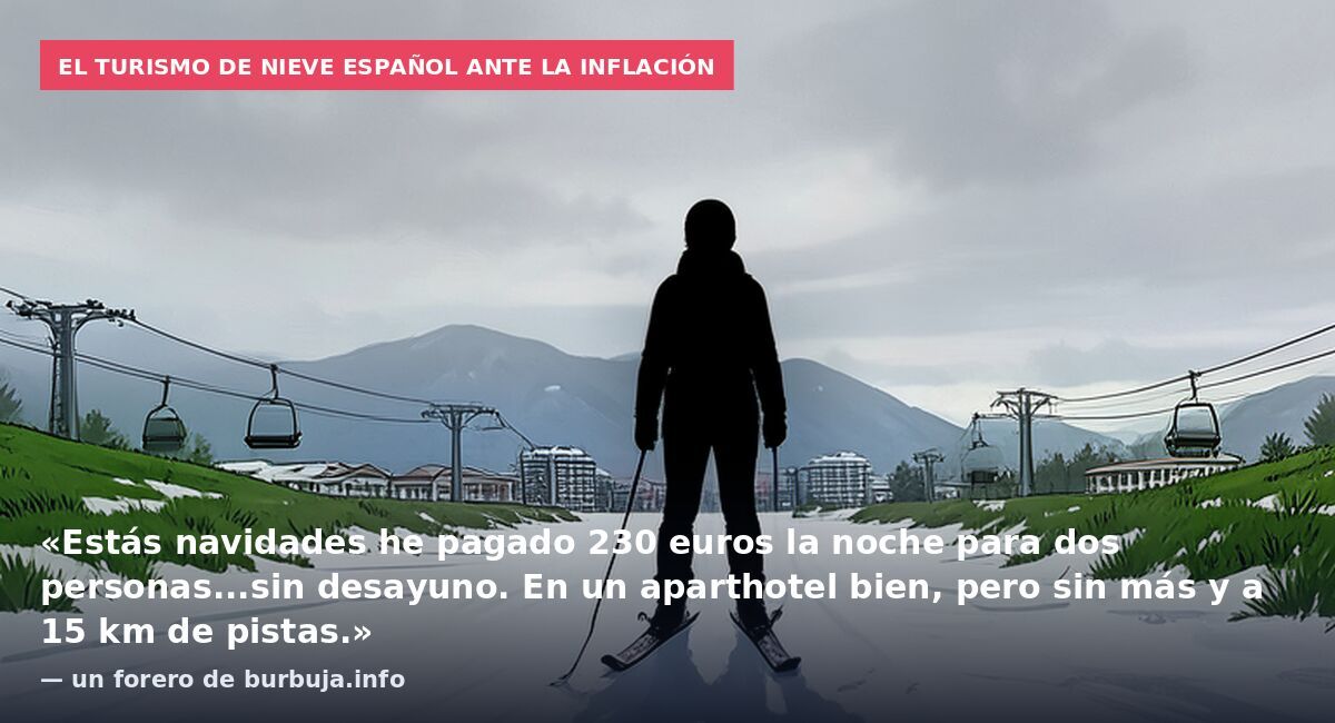 El turismo de nieve español ante la inflación: «Estás navidades he pagado 230 euros la noche para dos personas...sin desayuno. En un aparthotel bien, pero sin más y a 15 km de pistas.» — un forero de burbuja.info