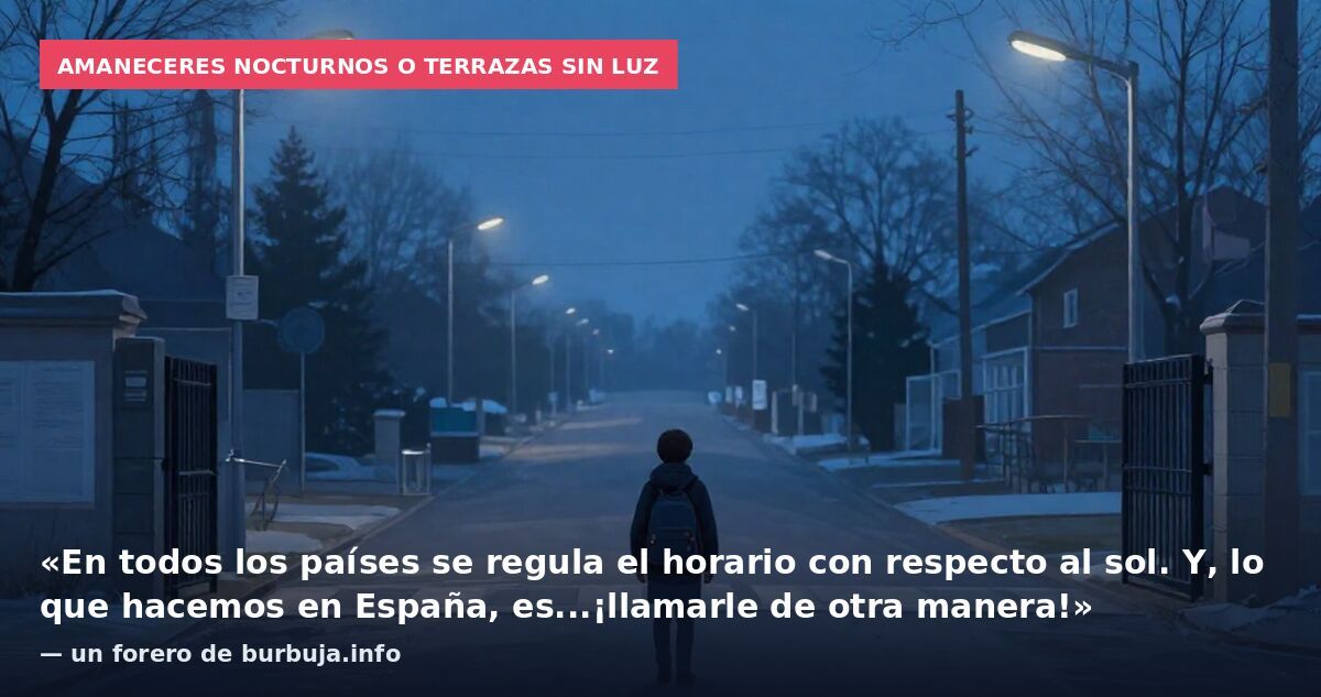Amaneceres nocturnos o terrazas sin luz: «En todos los países se regula el horario con respecto al sol. Y, lo que hacemos en España, es...¡llamarle de otra manera!» — un forero de burbuja.info