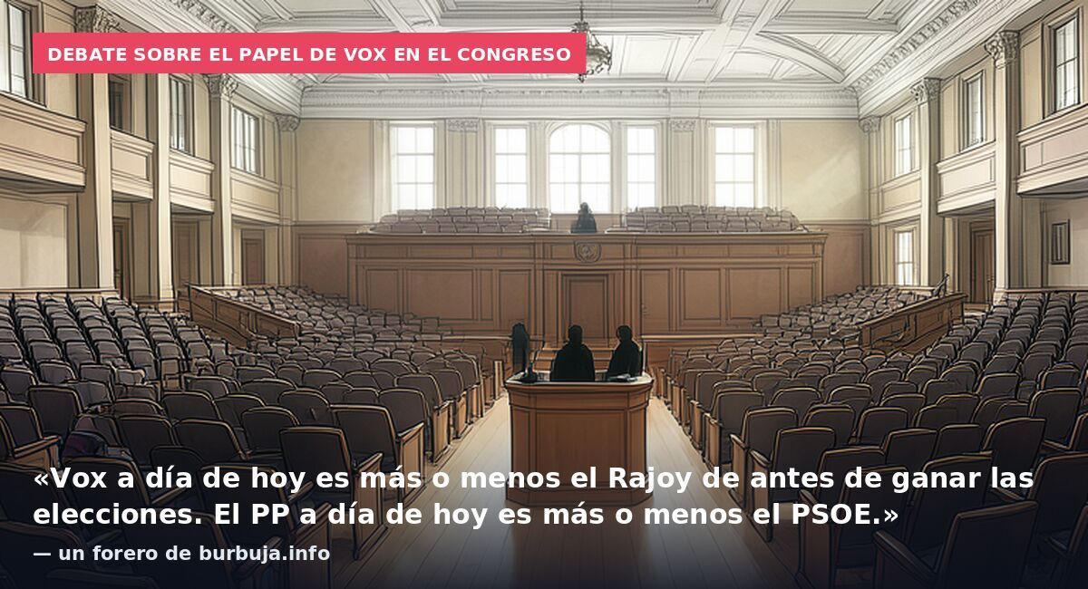 Debate sobre el papel de Vox en el Congreso: «Vox a día de hoy es más o menos el Rajoy de antes de ganar las elecciones. El PP a día de hoy es más o menos el PSOE.» — un forero de burbuja.info