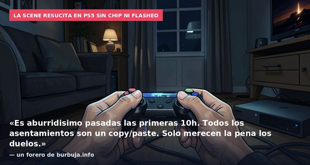 La scene resucita en PS5 sin chip ni flasheo: «Es aburridisimo pasadas las primeras 10h. Todos los asentamientos son un copy/paste. Solo merecen la pena los duelos.» — un forero de burbuja.info