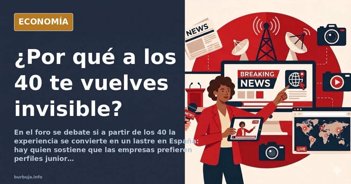 Ilustración editorial de un profesional de mediana edad frente a una puerta cerrada en el mercado laboral español