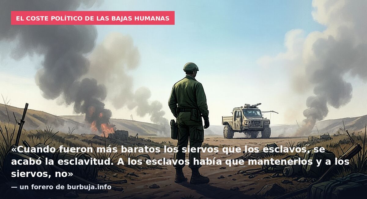 El coste político de las bajas humanas: «Cuando fueron más baratos los siervos que los esclavos, se acabó la esclavitud. A los esclavos había que mantenerlos y a los siervos, no» — un forero de burbuja.info