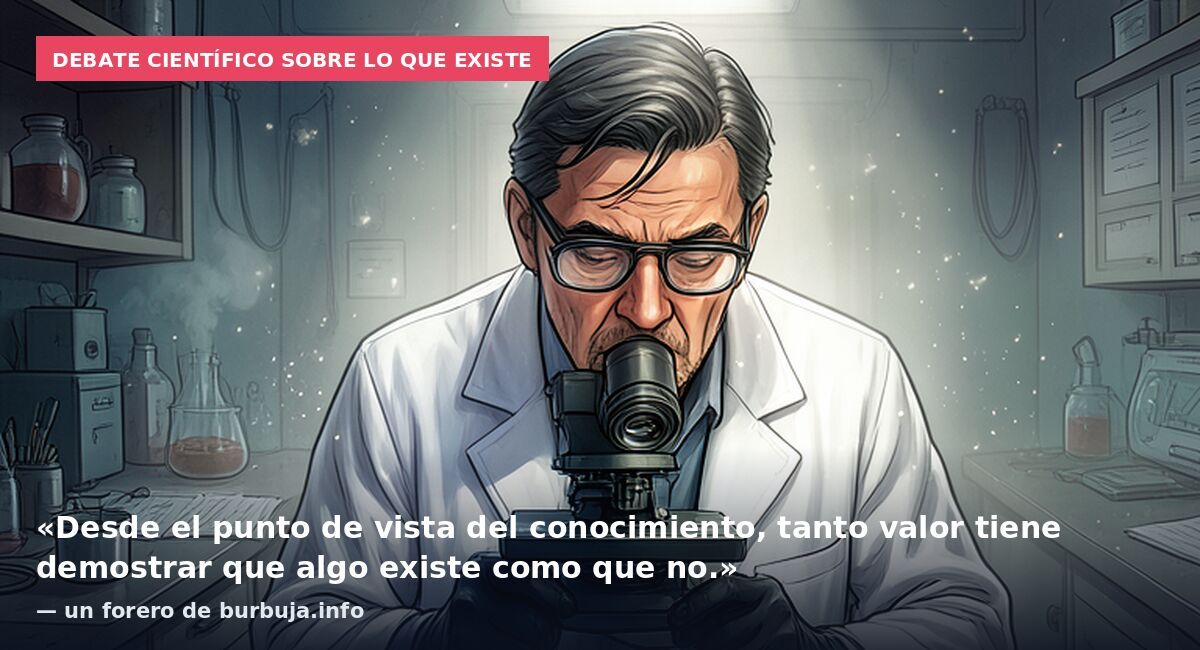 Debate científico sobre lo que existe: «Desde el punto de vista del conocimiento, tanto valor tiene demostrar que algo existe como que no.» — un forero de burbuja.info