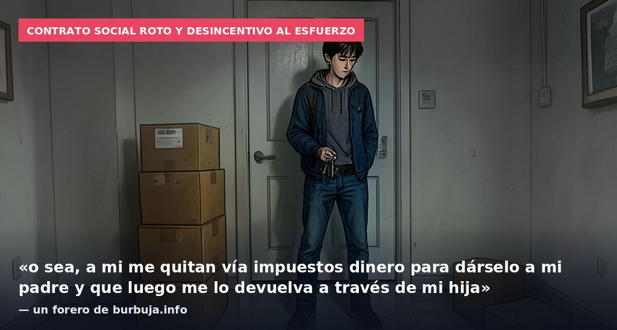 Contrato social roto y desincentivo al esfuerzo: «o sea, a mi me quitan vía impuestos dinero para dárselo a mi padre y que luego me lo devuelva a través de mi hija» — un forero de burbuja.info