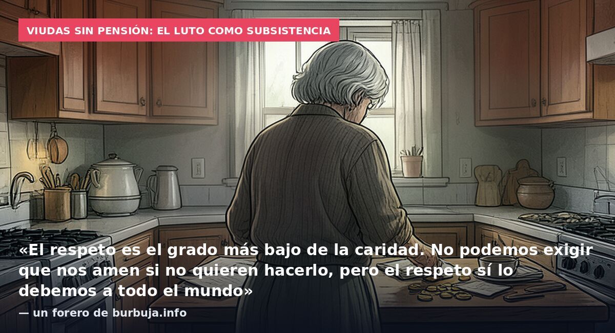 Viudas sin pensión: el luto como subsistencia: «El respeto es el grado más bajo de la caridad. No podemos exigir que nos amen si no quieren hacerlo, pero el respeto sí lo debemos a todo el mundo» — un forero de burbuja.info